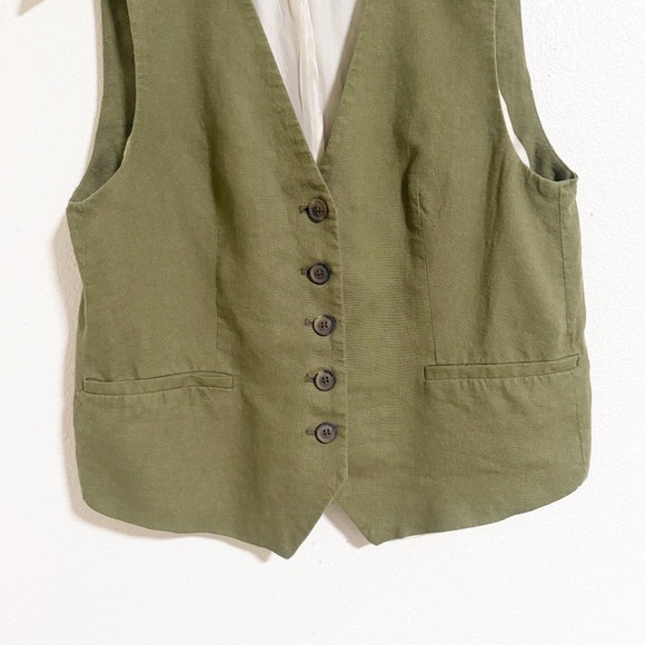 Zara Linen Blend Button Front Vest - Picture 5 of 10